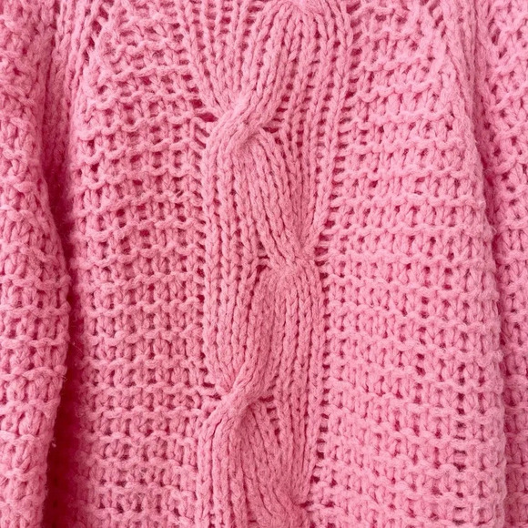LoveShackFancy Leyland Chunky Cable Knit Turtleneck Sweater in Pink Rose Small - Picture 7 of 10